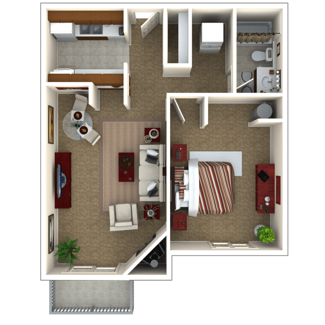 1 Bed 1 Bath floor plan